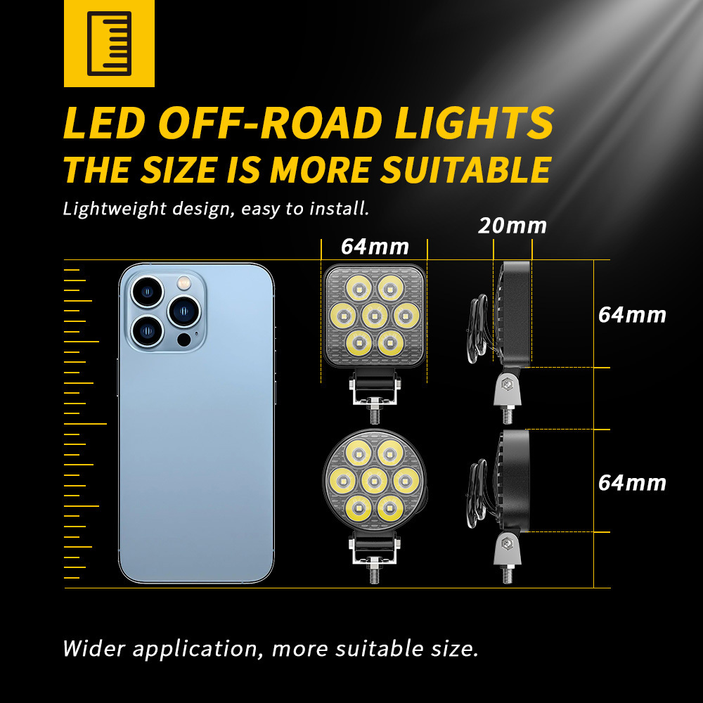 Mini 2.5 inch round mini Led square working lamp post 7LED off-road marine spotlight 4X4 Jeep JK 4Wd truck 12V-24V