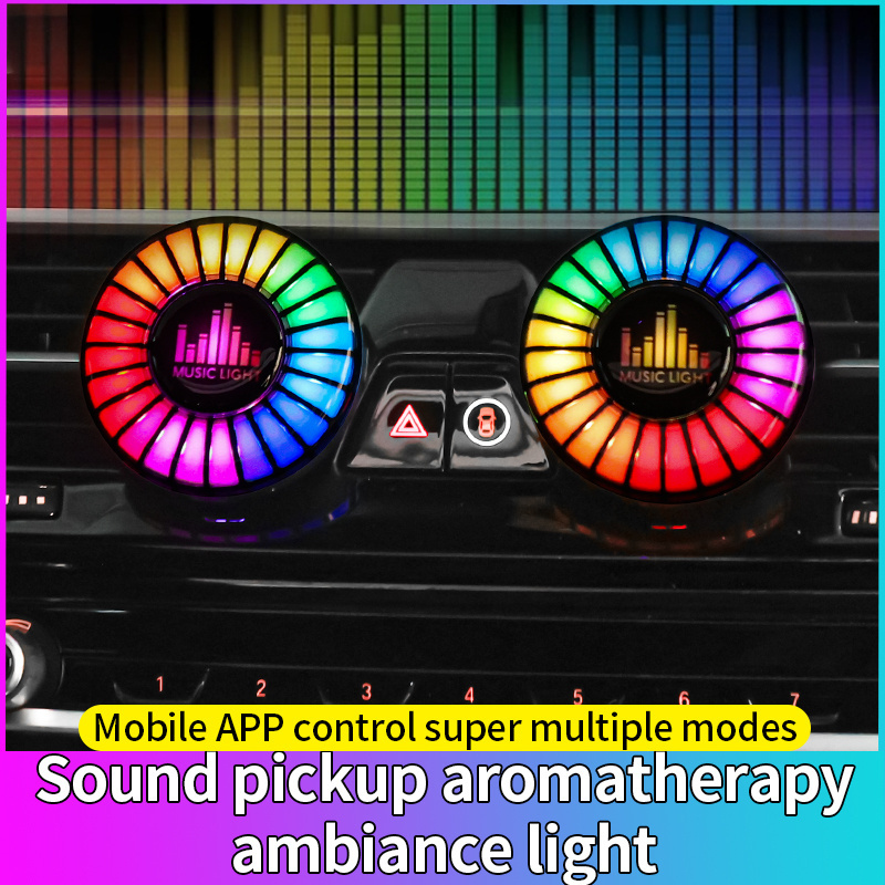 Hot sales atmosphere light LED voice control light car music rhythm light Colorful car aromatherapy