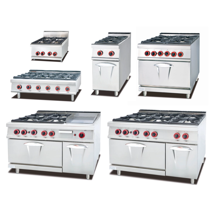 Industrial Commercial Lpg Gas Cooker 4 Burner Restaurant Cook Machines Kitchen Equipment Gas Stove Stand Range With Oven Price