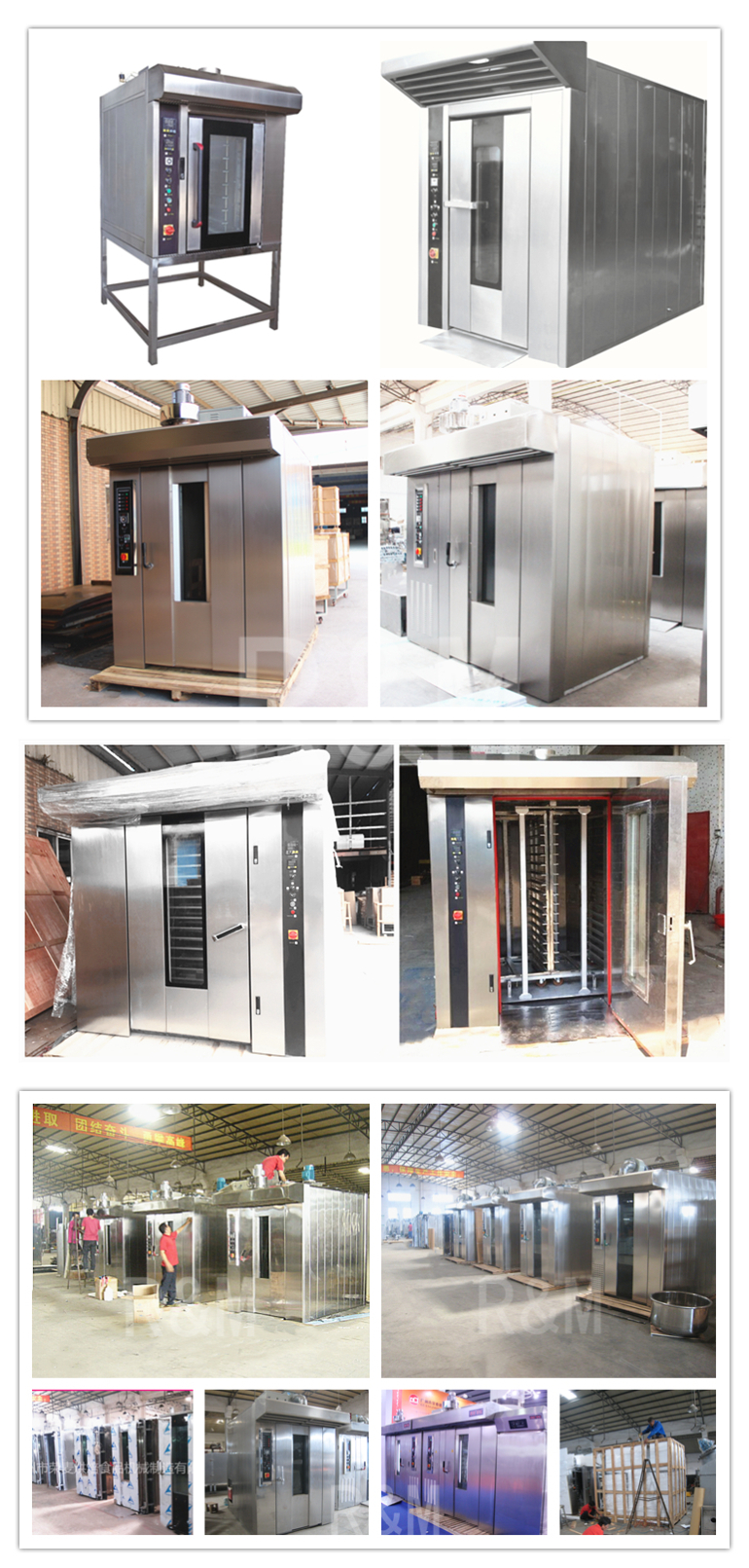 Industrial batch commercial pastry 24 32 42 gas diesel rotating rotary rack baking oven for bread and cake price bakery machine