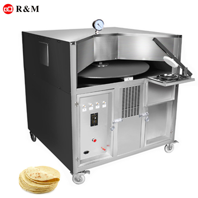 Automatic flat arabic pie electric tandoori india lavash pita bake naan bread maker round chapatii roti oven commercial machine