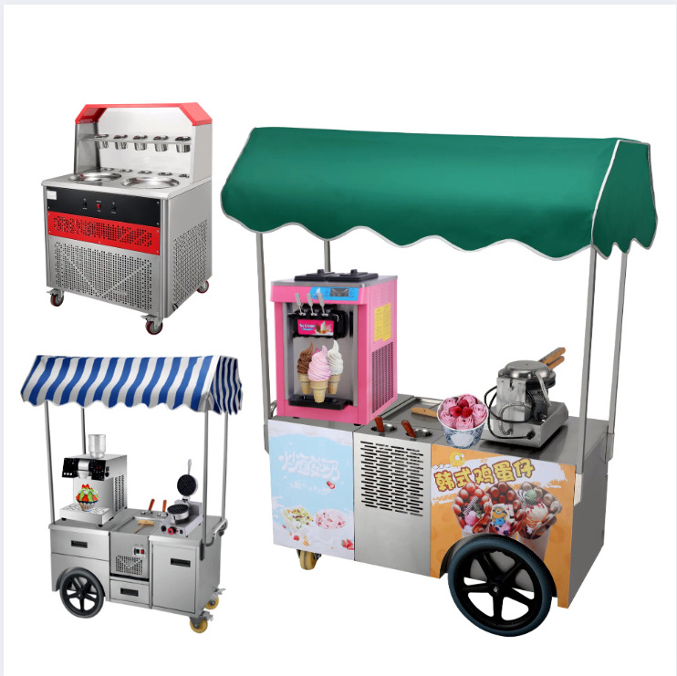 Snack Shaved-ice-cart Italian Vending Used Mobile Gelato Shaved Ice Cream Stand Bingsu Machine Push Cart For With Wheels Sale