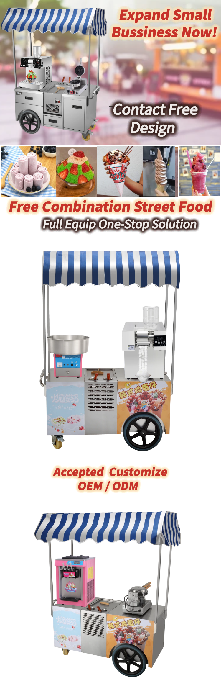 Snack Shaved-ice-cart Italian Vending Used Mobile Gelato Shaved Ice Cream Stand Bingsu Machine Push Cart For With Wheels Sale