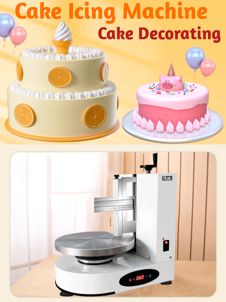 RM Adjustable Electric Cake Leveller Icing Cream Edge Frosting Turn Table Rotating Smoother Turntable And Slicer Scraper Machine