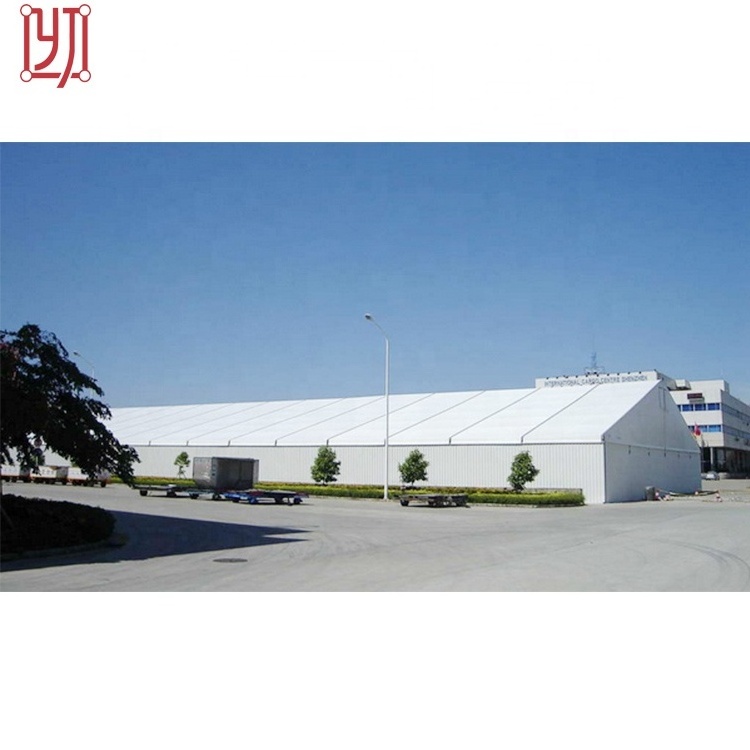 Large industrial tent with steel sheet sandwich panels