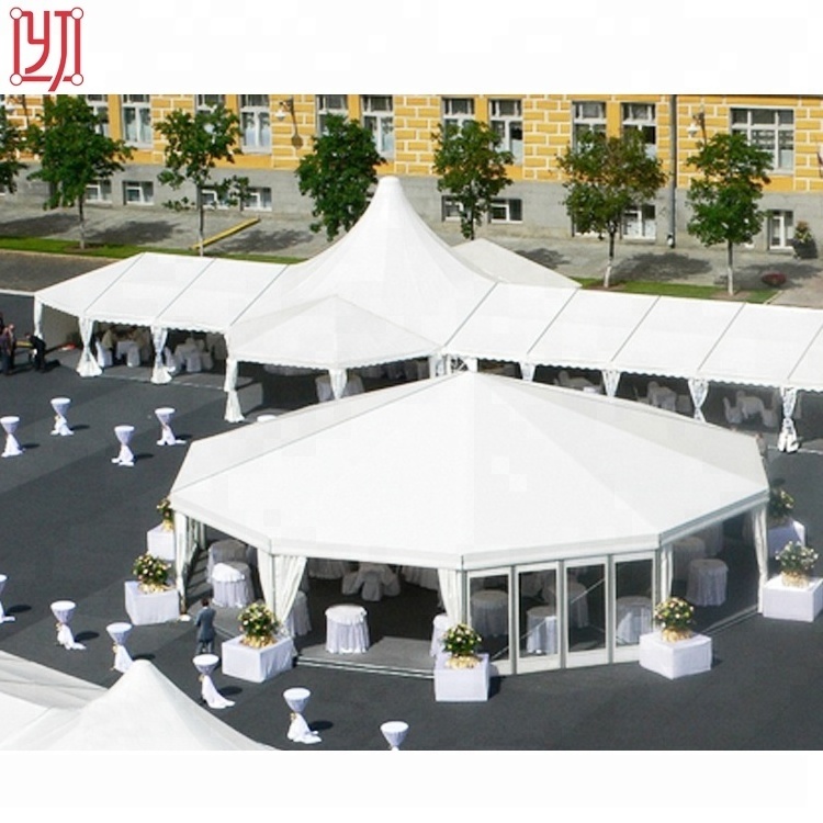 Outdoor 15x30m white aluminum frame high peak mixed wedding marquee event tent