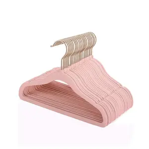 Home wholesale non-slip flocked clothe plastic flocked clothes hangers for toddlers hangers