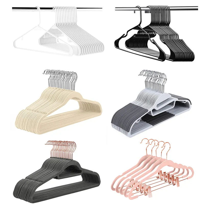 Plastic coat hanger and customized color clothes hanger with plastic garment hanger