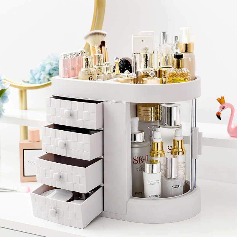 Countertop Makeup Organizer Jewelry Skin Care Display Rack Cosmetic Storage Box with 4 Drawers for Dresser