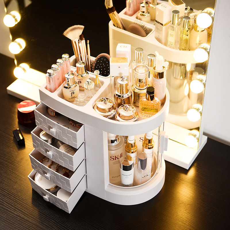 Countertop Makeup Organizer Jewelry Skin Care Display Rack Cosmetic Storage Box with 4 Drawers for Dresser