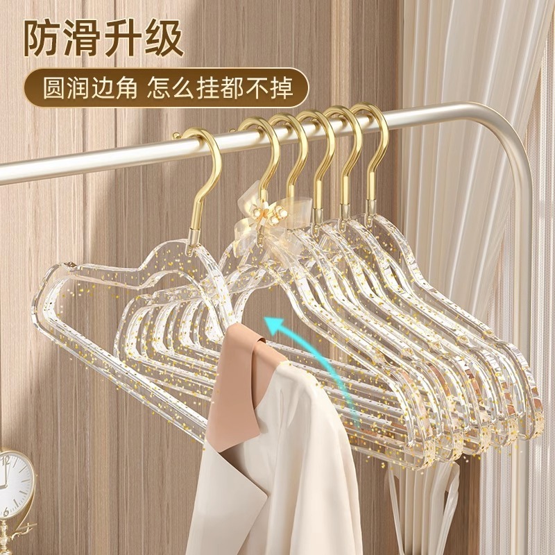 Ins style girl transparent acrylic glitter gold crystal coat support clothes hanging clothing shop special drying racks