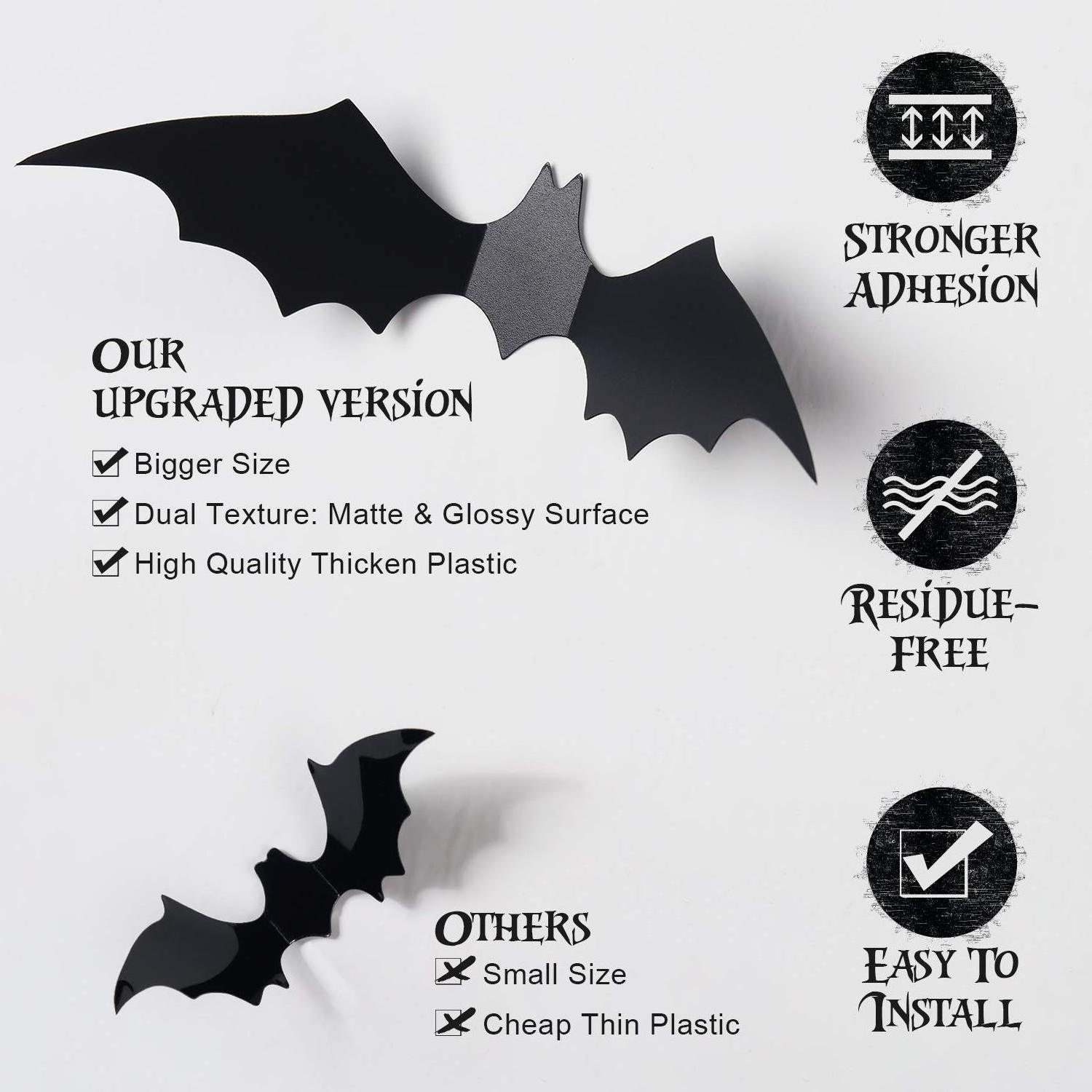 Fall halloween party scene decor kit moving outdoor garden creepy spider witches ghost pendant PVC stickers black bats