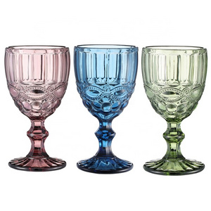 Pink Green Blue Translucent Vintage Colored Glass Water Bottle Goblets