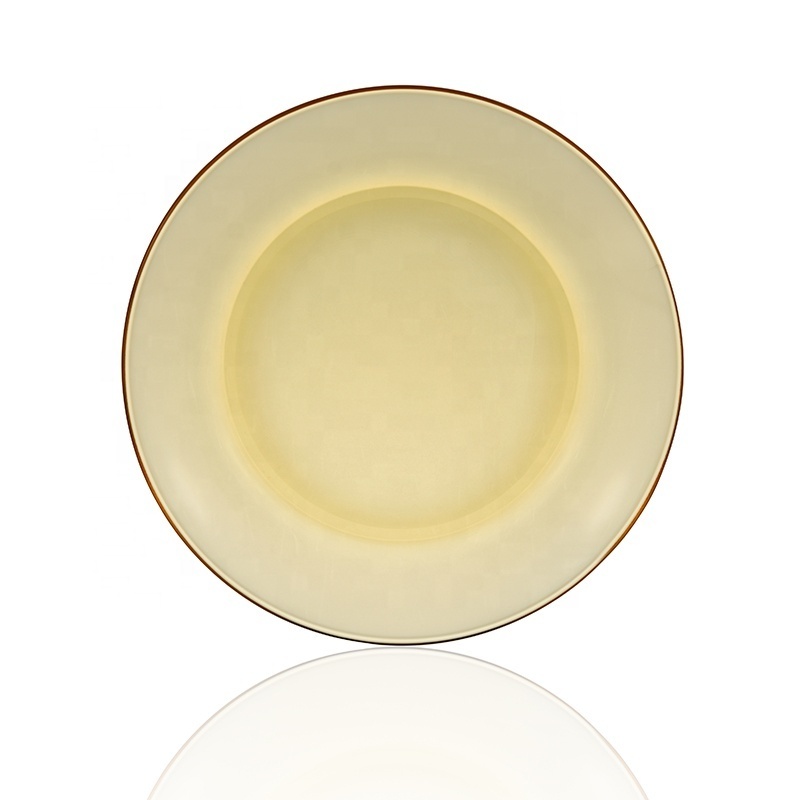 9inch Heat Resistant microware Dish Golden Jade color High borosilicate glass plate