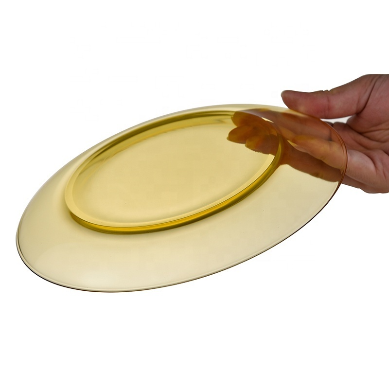 9inch Heat Resistant microware Dish Golden Jade color High borosilicate glass plate