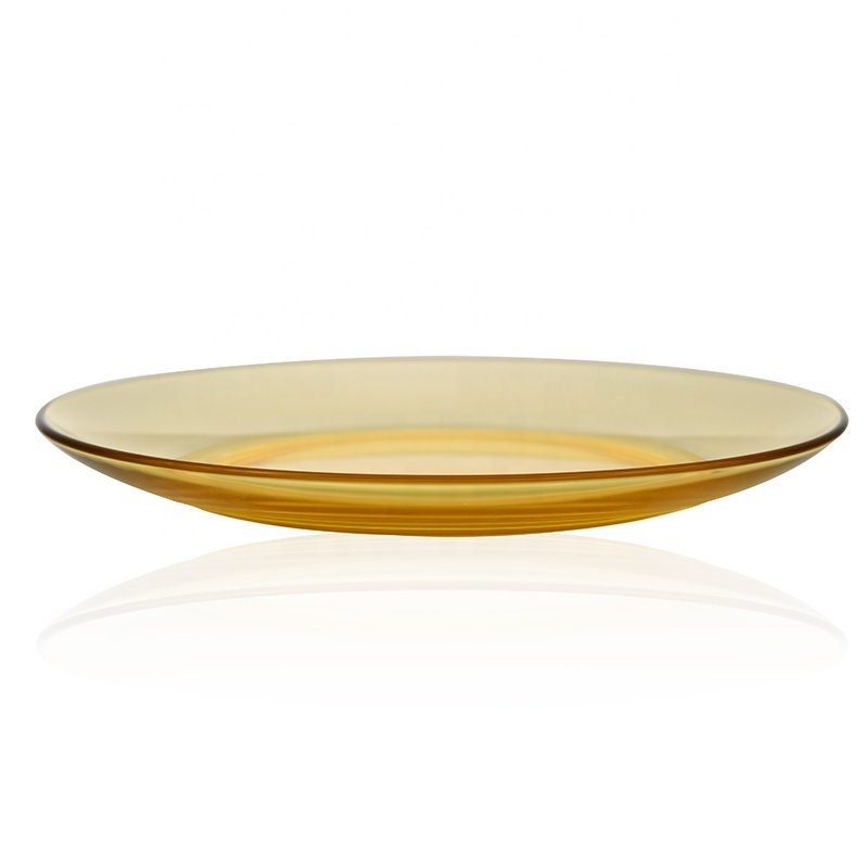 9inch Heat Resistant microware Dish Golden Jade color High borosilicate glass plate