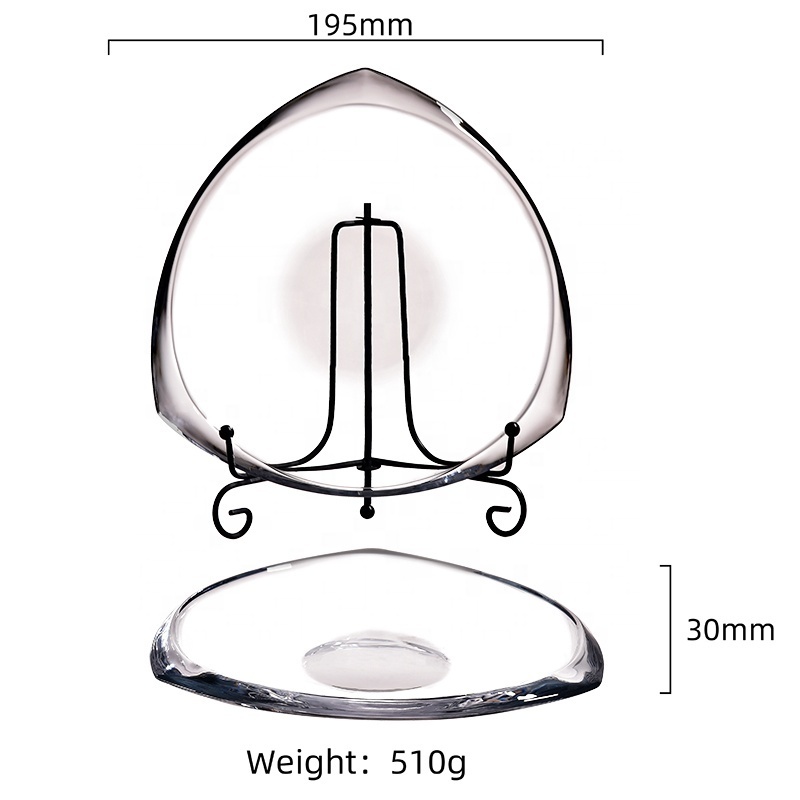 High Quality Crystal Clear Glass Charge Plate Modern Triangle Shape Fruit Plate Dish for Home and Restaurant Use