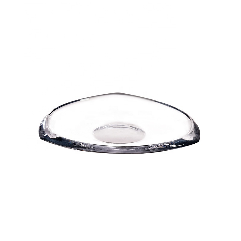 High Quality Crystal Clear Glass Charge Plate Modern Triangle Shape Fruit Plate Dish for Home and Restaurant Use