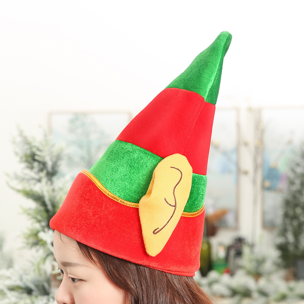 HLC397 2022 New Style Xmas Party Fancy Long Striped Elf Hat Red Green Christmas Hat Christmas Elf Children Hat