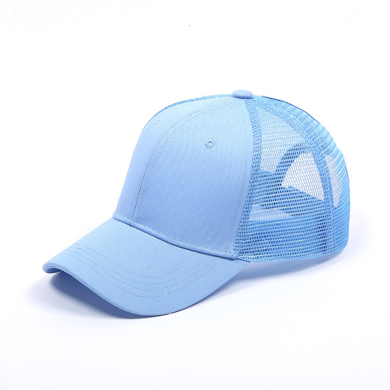 S31 Advertising Baseball hat mesh sunshade Hat Solid Color rear opening horsetail cap Customize  baseball cap