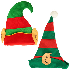 HLC397 2022 New Style Xmas Party Fancy Long Striped Elf Hat Red Green Christmas Hat Christmas Elf Children Hat