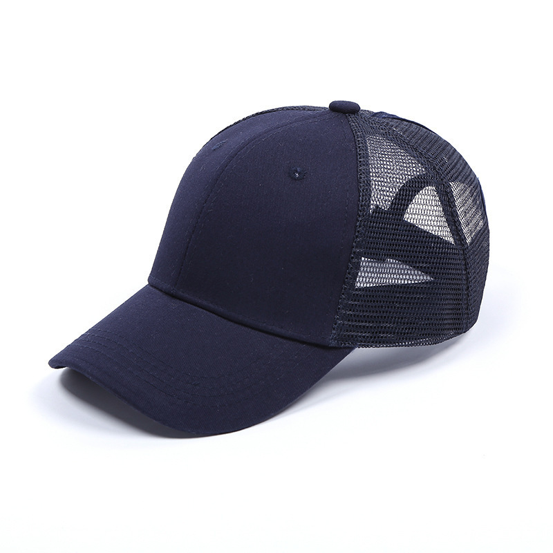 S31 Advertising Baseball hat mesh sunshade Hat Solid Color rear opening horsetail cap Customize  baseball cap