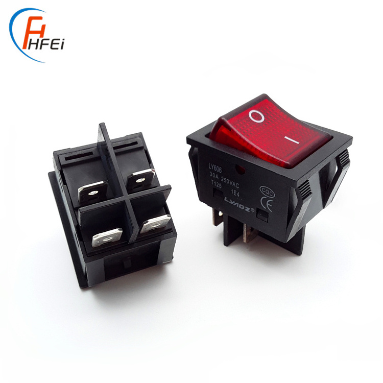 Haifei Large Size Large current 30A 250VAC 1E4 kcd4 t120/55 rocker switch