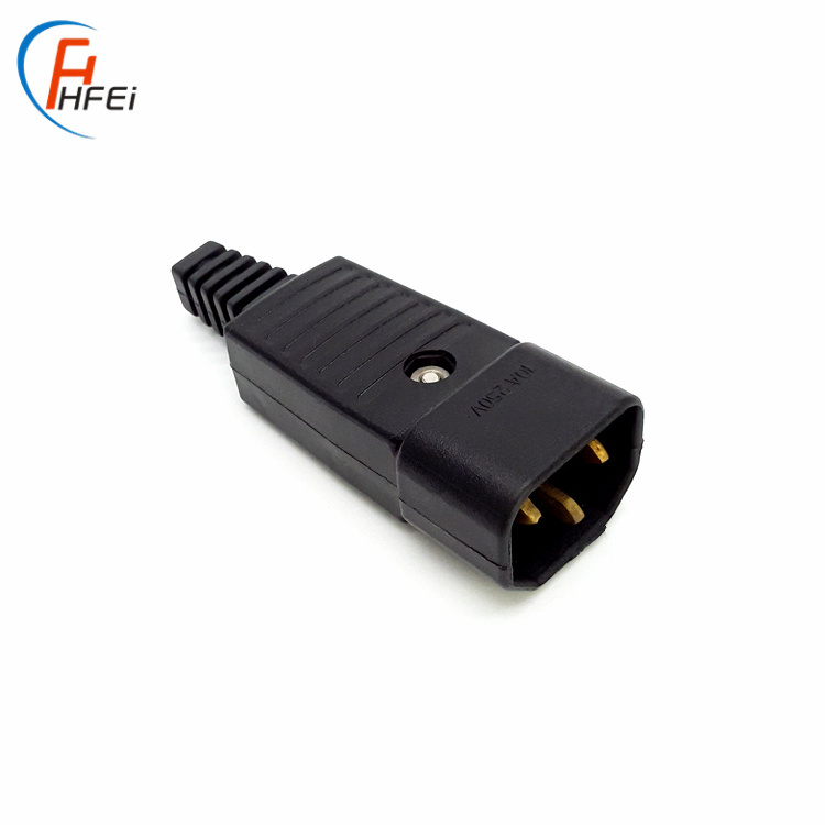 HF iec c14 plug to c13 socket 10a iec 3 pins 16A male and female industrial connector plug and socket iec c13