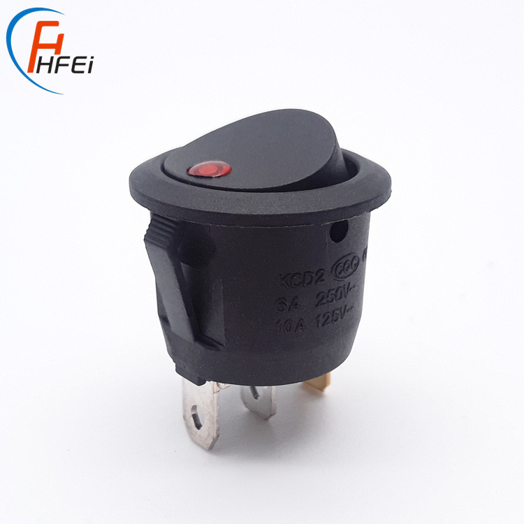 Sliver contact point 12 volt 20A 12V round dot light or Neon light t125 LED lighted rocker switch 12v 30a