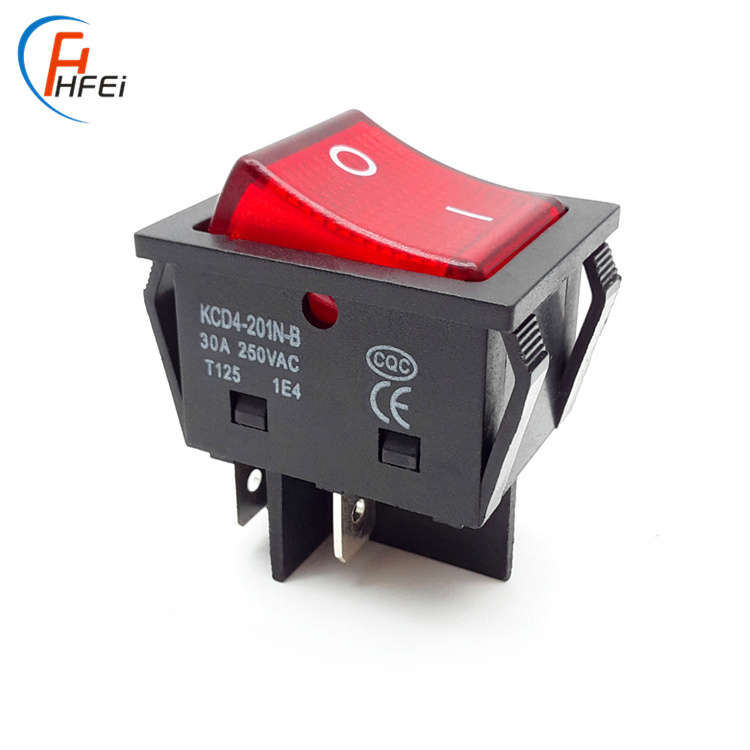 RS44 KCD4-201N Double throw DPDT ON-OFF neon lamp KCD4 rocker switch 250v rocker switch t85