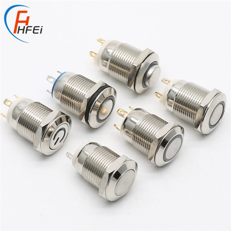 waterproof momentary led self lock plastic metal power button different types of push button switch