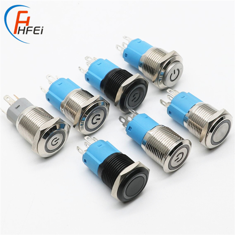 waterproof momentary led self lock plastic metal power button different types of push button switch