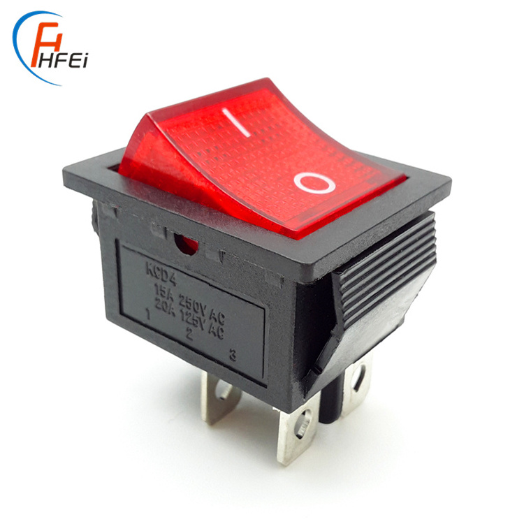 RS44 KCD4-201N Double throw DPDT ON-OFF neon lamp KCD4 rocker switch 250v rocker switch t85