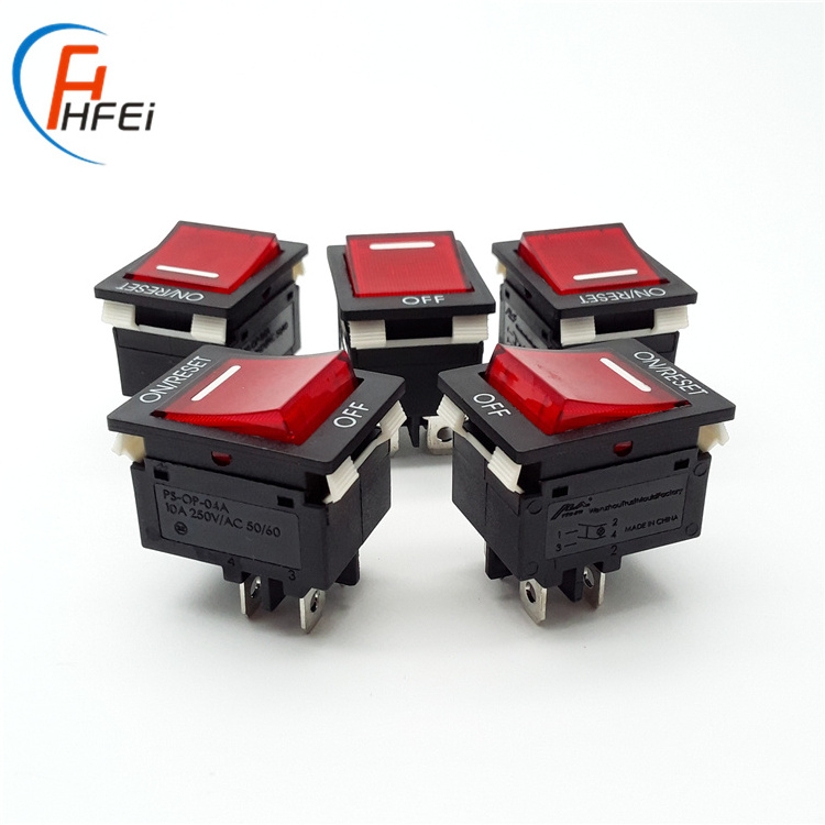 DPDT 5A 10A 15A 20A 25A reset circuit breaker switch rocker thermal overload protector switch