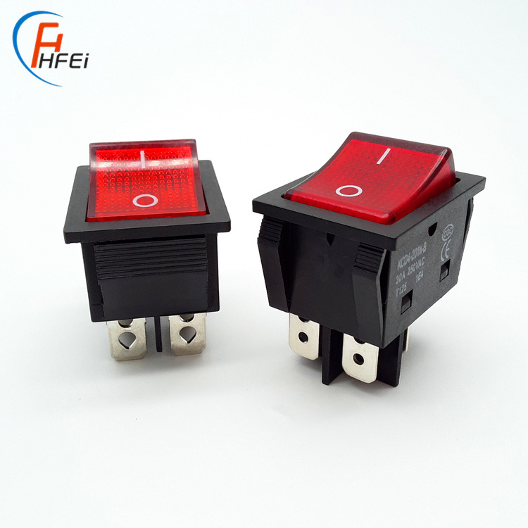 High quality hy12 t105 16a rocker switch dpdt illuminated kcd4 big 250v rocker switch t85