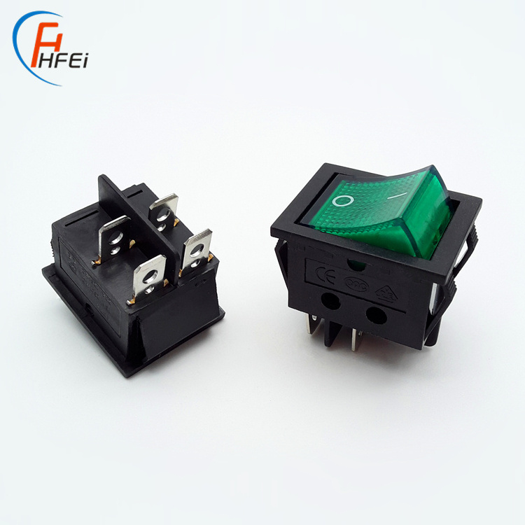 High quality hy12 t105 16a rocker switch dpdt illuminated kcd4 big 250v rocker switch t85