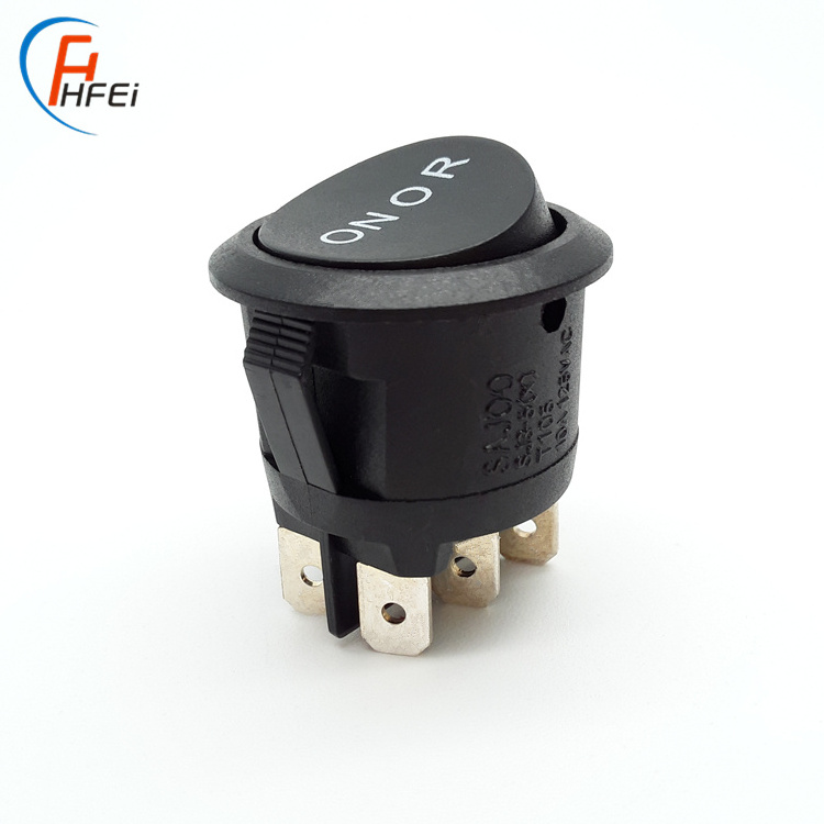 Haifei rocker switch 6a 250vac power switch rocker on off on 6 pins round rocker switch