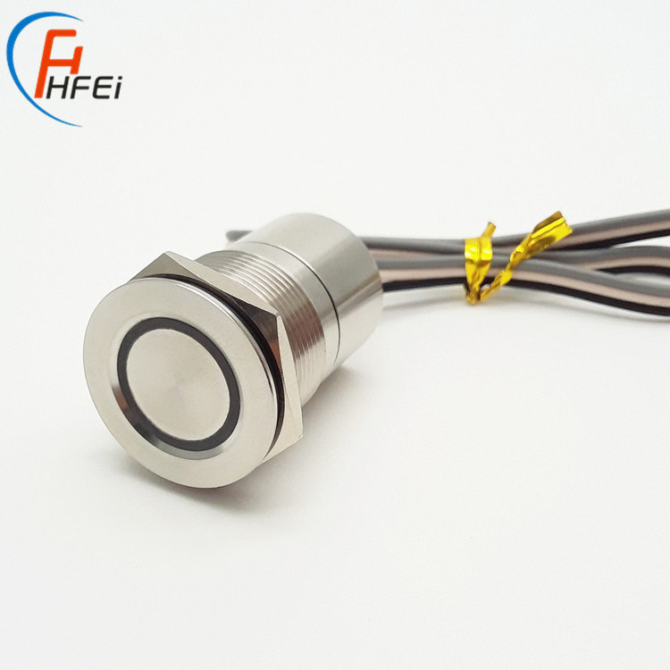 16mm 19mm 22mm 25mm ip68 electric steel waterproof touch switch led latching on off piezo switch