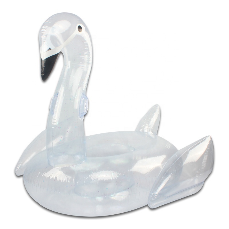 New Clear Transparent Glitter Inflatable Swan Water Lake Swimming Toy Float