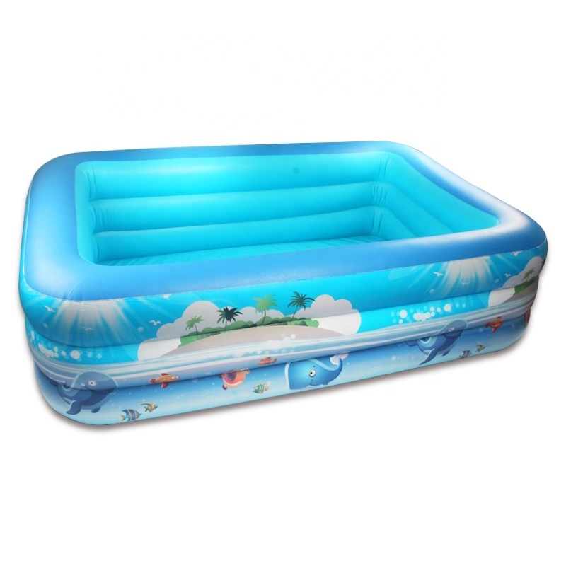 Best Selling Blue Plastic Rectangular Ready Inflatable Adult Swimming Pool Outdoor