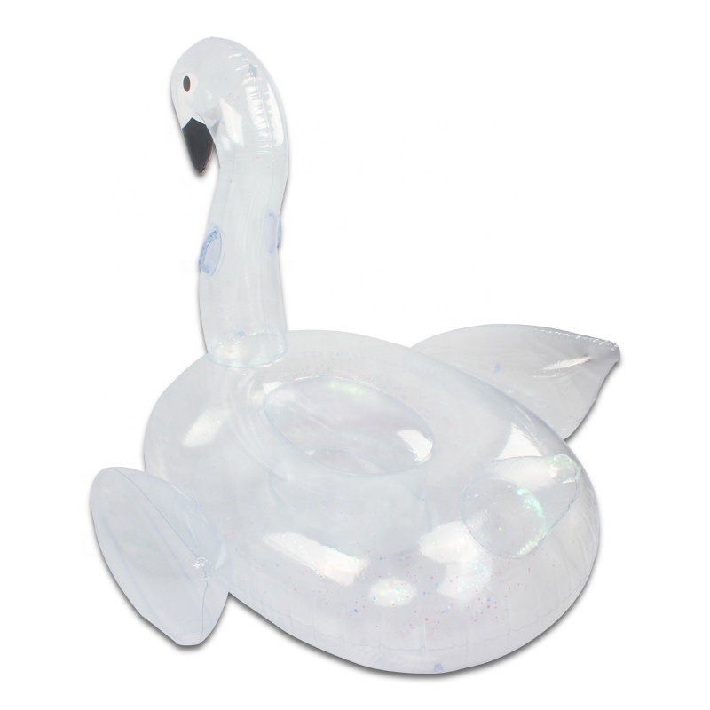 New Clear Transparent Glitter Inflatable Swan Water Lake Swimming Toy Float