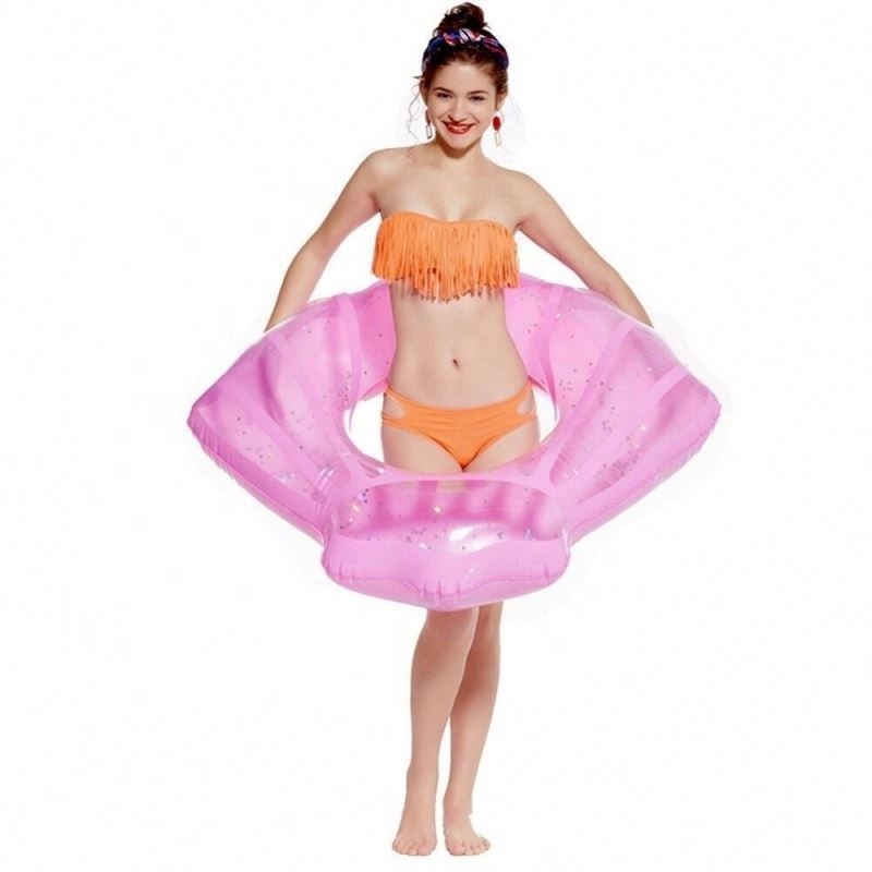 Sparkle inflatable glitter seashell pool float swim ring water toys