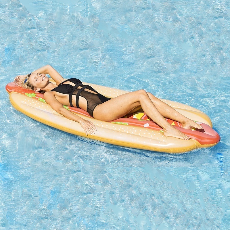 Promotional PVC Inflatable Hot Dog Advertising Pool Float Swimming Lounge Raft