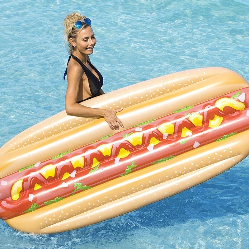 Promotional PVC Inflatable Hot Dog Advertising Pool Float Swimming Lounge Raft