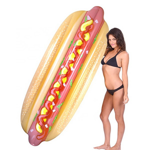 Promotional PVC Inflatable Hot Dog Advertising Pool Float Swimming Lounge Raft