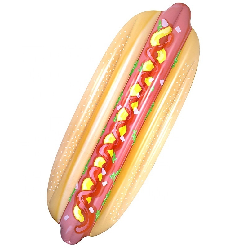 Promotional PVC Inflatable Hot Dog Advertising Pool Float Swimming Lounge Raft