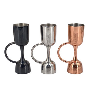 Stainless Steel 304 Double Shape Cocktail Jigger With Handle Bar Measuring Wine Jigger