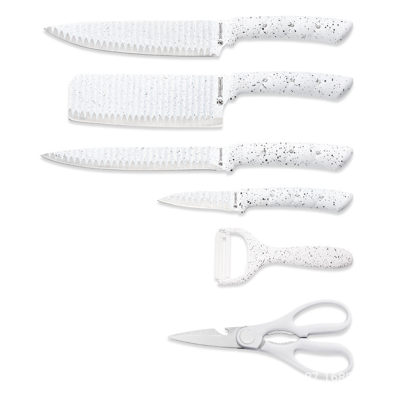 White Black Advanced 6 piece Custom Chef Knife Set Cutting Tools Knife Block Sets