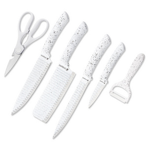 White Black Advanced 6 piece Custom Chef Knife Set Cutting Tools Knife Block Sets