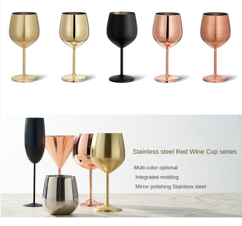 Drinkware Sliver Golden Luxury Unbreakable Wine Goblet 500ml Copper Plated Metal Stainless Steel Cups with custom logo